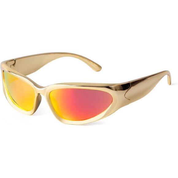 Wrap Around Sunglasses Women's Men Trendy Y2K Futuristic Rave Gear - Picture 1 of 7